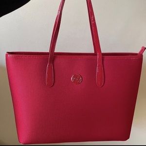 NEW JOY MANGANO RED TUFF TECH & CROC EMBOSSED TOTE WITH RFID PROTECTION
